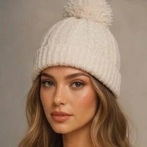 Barefoot Dreams CozyChic Cream Pom Beanie